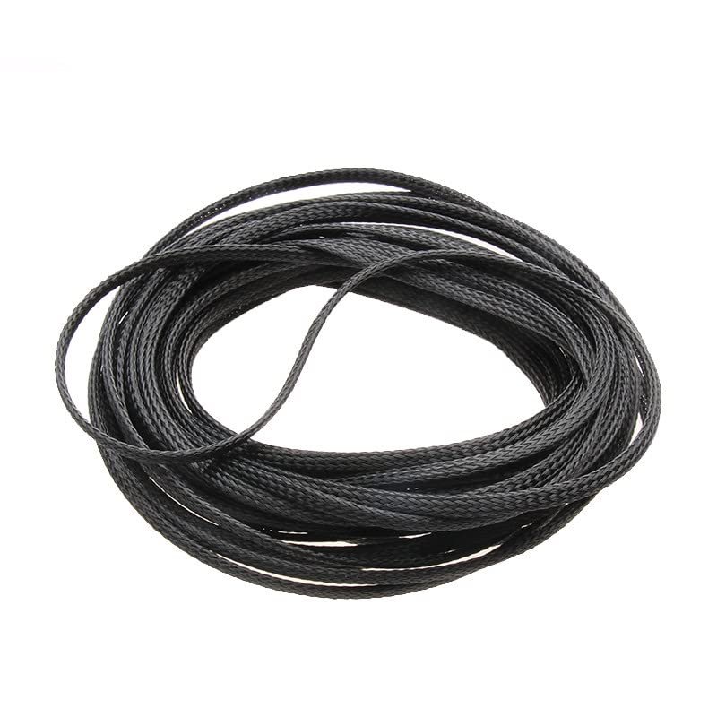 15M 4/6/10/12/20/25mm Black Nylon PET High Density Insulation Cable Sleeve Braided Wire Wrap Gland Cables Protection Sheath - (Inside Diameter: 12mm)
