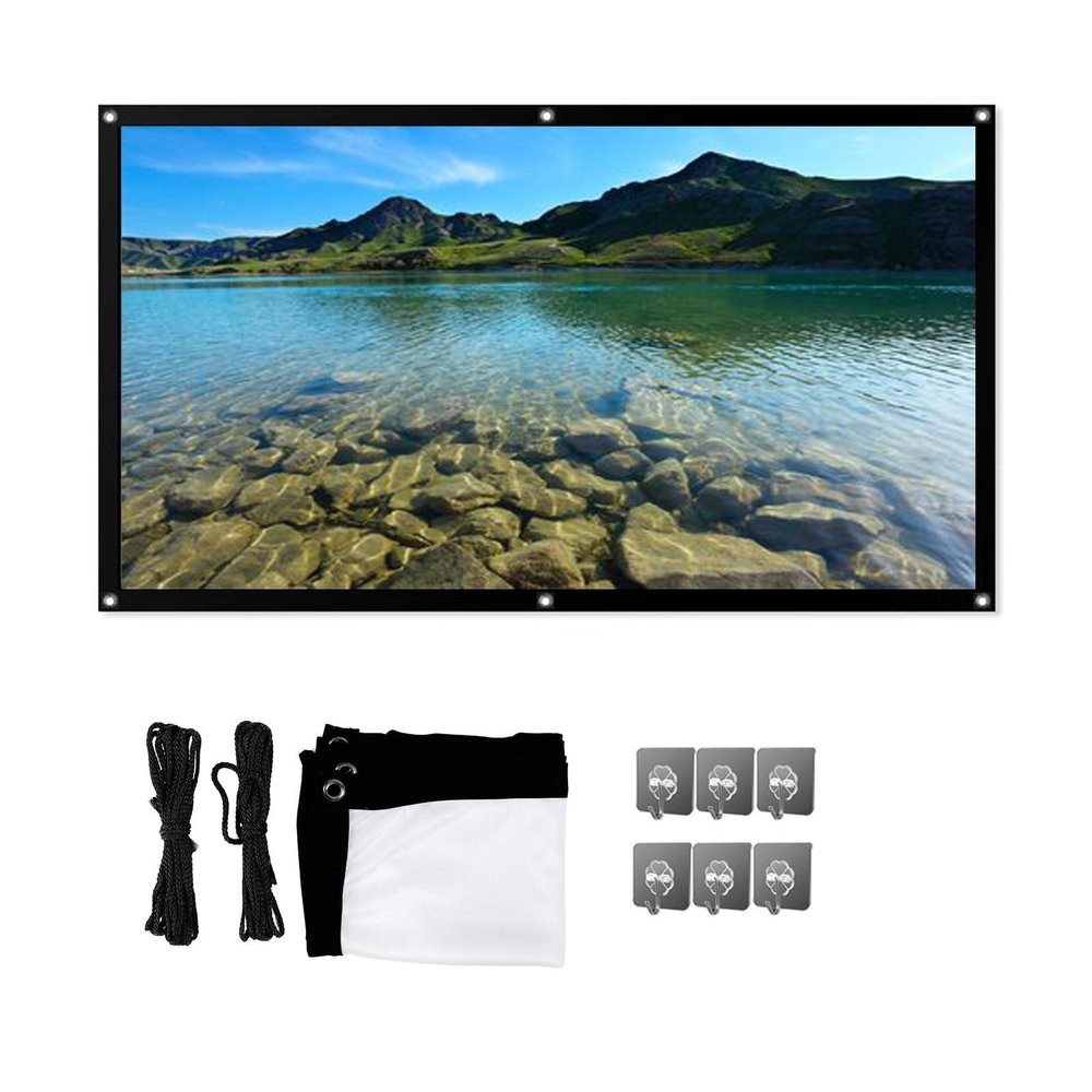 Indoor Projector Screen 60-200 Inch Movie: Foldable Projection Screens 4K HD 4:3/16:9 Hanging Wall Portable Anti-Crease Home Theater, Outdoor Movie Screen Portable for Camping(16:9,60 inch screen)