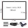 Indoor Projector Screen 60-200 Inch Movie: Foldable Projection Screens 4K HD 4:3/16:9 Hanging Wall Portable Anti-Crease Home Theater, Outdoor Movie Screen Portable for Camping(16:9,60 inch screen) view 2