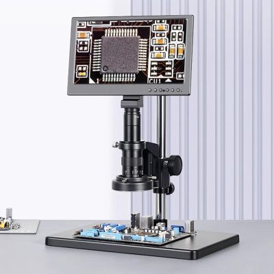 HDMI Digital Microscope, with 11.6'' Screen, 180X Soldering Microscope Station, 26MP HD Camera, with LED Ring Light, Remote Control, Image Measurement