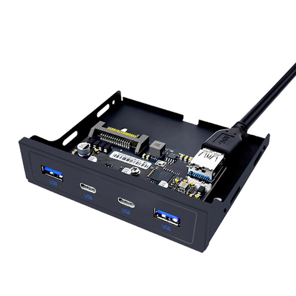 GAOSHA 19/20Pin 3.5" Soft Drives Bay USB Front Panel 2 Port USB3 and 2 Port USB3.2 5Gbps Expansion Adapter for Desktop
