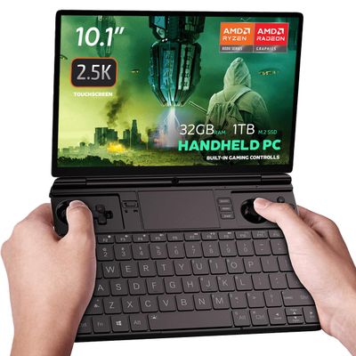 GPD Win Max 2 Handheld Gaming PC, 10.1-Inch Touchscreen, AMD Ryzen, Gaming Controls, Backlit Keyboard, OCuLink Port - 2025 Edition (Ryzen 7 8840U), 32GB RAM / 1TB SSD, Matte Black