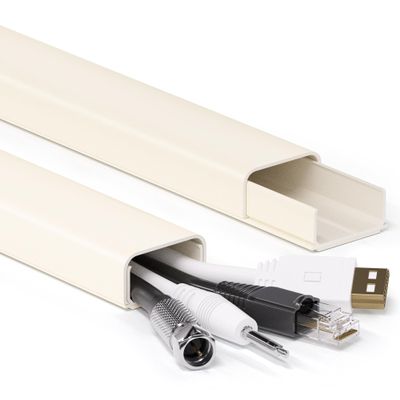 34in (2X L17in) Large Wire Hiders for TV on Wall for 3-4 Cords, TV Cord Hider for Wall Mounted TV, PVC Cable Cover Kit with Pre-Applied Adhesive Tape, Ideal for Wall Mounted TVs, W1.2in H0.7in Beige