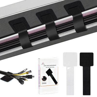 48Pcs Upgraded Under Desk Cable Ties - Self Adhesive Sticky Back Hook and Loop Straps, Wire Cord Management Organizers for Home Office
