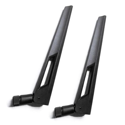 Black and Black 10dBi Dual Band Signal Booster Wi-Fi Antennas (2.4GHz/5GHz-5.8GHz) with RP-SMA Male Connector for Wireless Camera, Router, Hotspot - 2 Pack (RP-SMA Male, Black/Black)