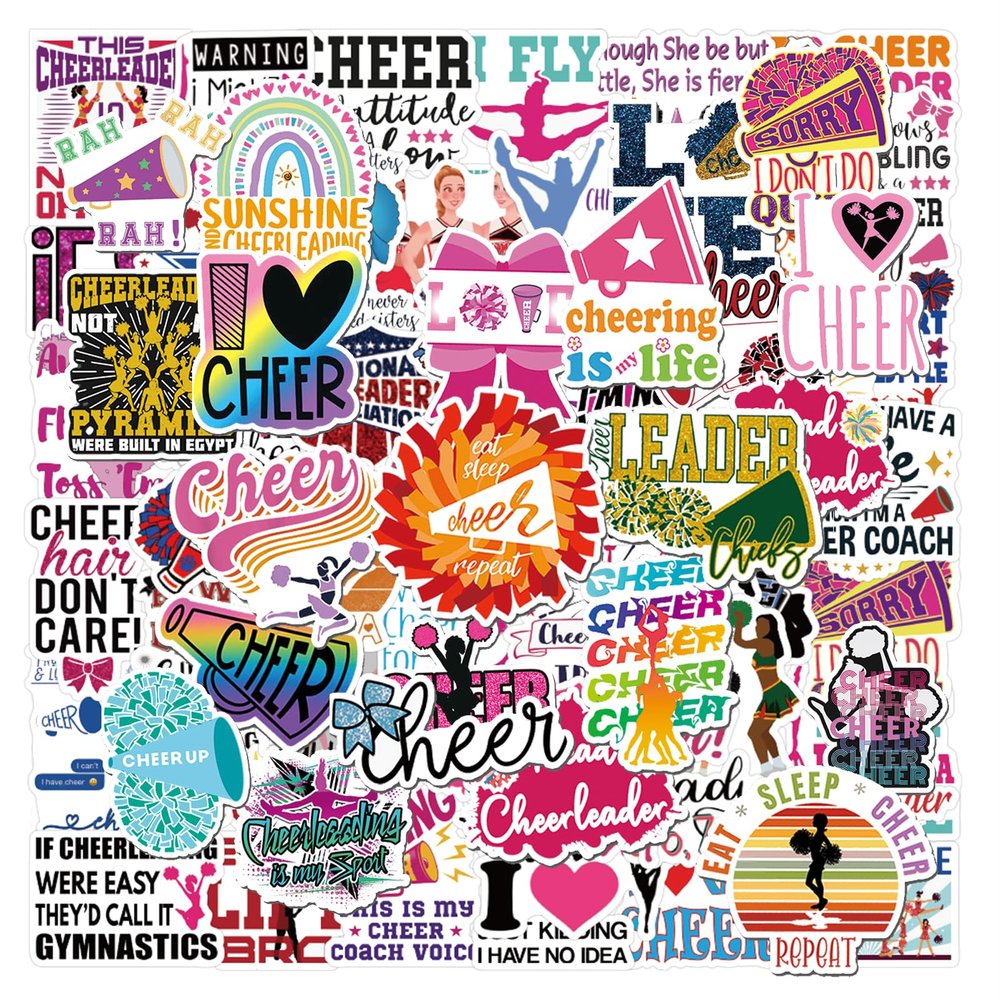 100PCS Cheerleader Stickers, Vinyl Waterproof Decals, Perfect Cheerleading Gifts and Cheer Stuff with Motivational Positive Stickers for Water Bottles Laptop Computer Luggage Cup