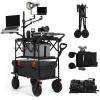 TARION Video Production Camera Cart - Heavy Duty 440lb Load Capacity Cine Dolly - Foldable 3 Tray Mobile Workstation - 9 Inch Swivel Wheels - Titanrig Cart view 1