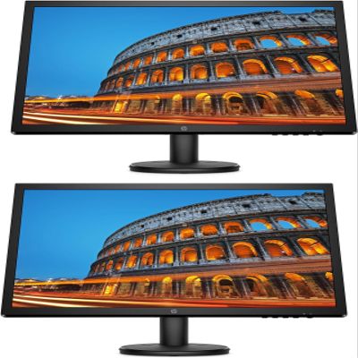 HP V24 24 inch TN Full HD 1920 x 1080 LED Backlit LCD Monitor 2-Pack Bundle with AMD FreeSync, VGA Ports and HDMI, 75Hz Refresh Rate, Low Blue Light