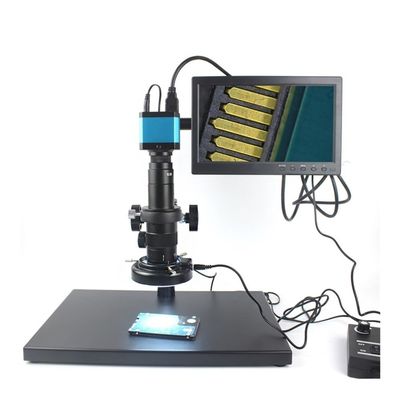 Lab Microscope Accessories Microscope Camera 1080P HDMI USB Industrial Video Microscope Camera 300X C Mount Lens 56 LED Ring Light Large Microscope Stand for Phone Repair(180X)