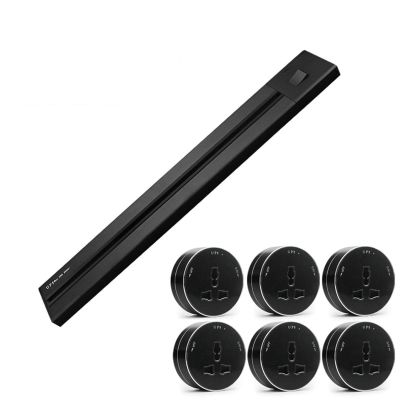 1200/1500 MM Mobile Track Socket Power Strip, Flexible to Add or Remove Sockets, Aluminum Alloy Silver/Grey/Gold/Black,Black-120MM