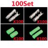 25/50/100sets 3.5 Terminal car Electrical Wire Connector 3.5mm Female + Male + Case Cold Press Crimp Terminal Green(100Sets (400pcs)) view 2