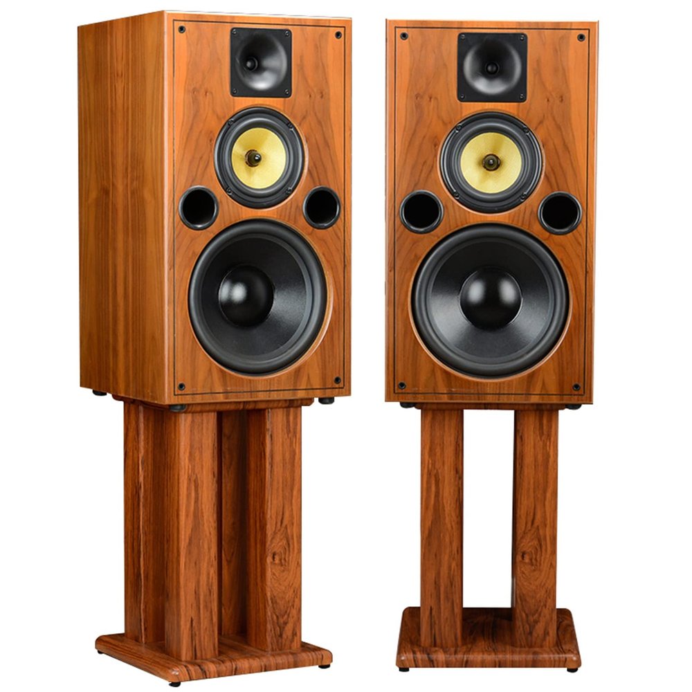 TREEYX Speaker Stand Heavy Duty Speaker Stand Set of 2, MDF Surround Sound Loudspeaker Racks with Non Slip Foot, Freestanding Bookshelf Holder