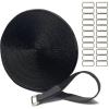 0.8in-32ft Hook and Loop Cable Straps with 50 Metal Buckles, Adjustable Fastening Straps, Reusable Free Cut Length Cord Straps view 1