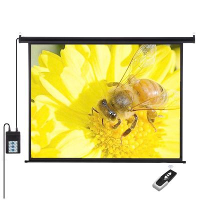 4:3 HD Projector Screen, 84inch Electric Projector Screen with Remote Control, Foldable Motorised Projection Screen for Schools Meeting Conference