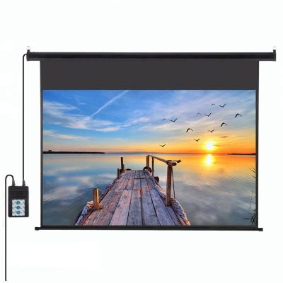 84 Inch Electric Remote Controlled Drop Down Projector Screen, 4:3 Retractable Ceiling Wall Mount Projection Screen, for Schools Office Home Theater