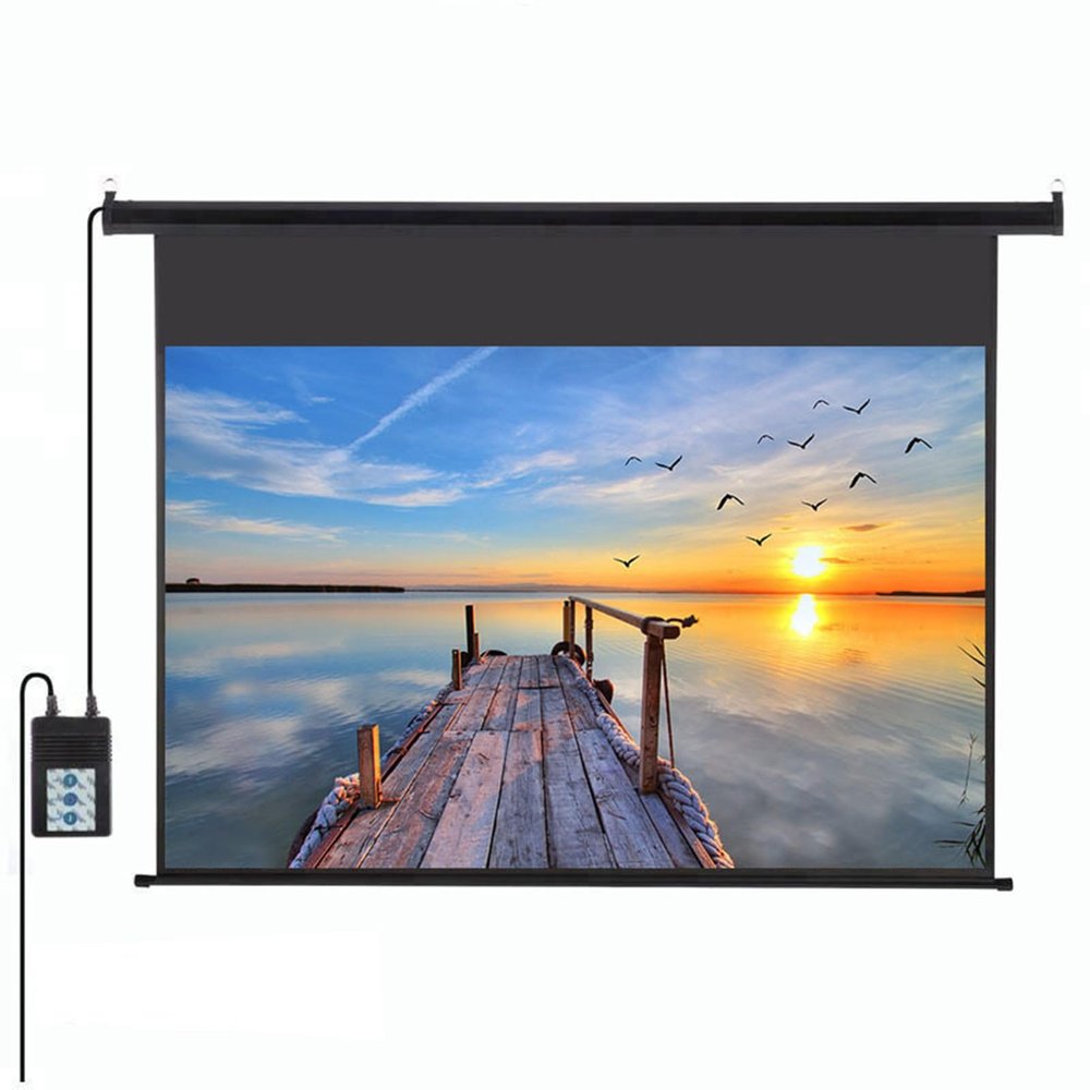 84 Inch Electric Remote Controlled Drop Down Projector Screen, 4:3 Retractable Ceiling Wall Mount Projection Screen, for Schools Office Home Theater