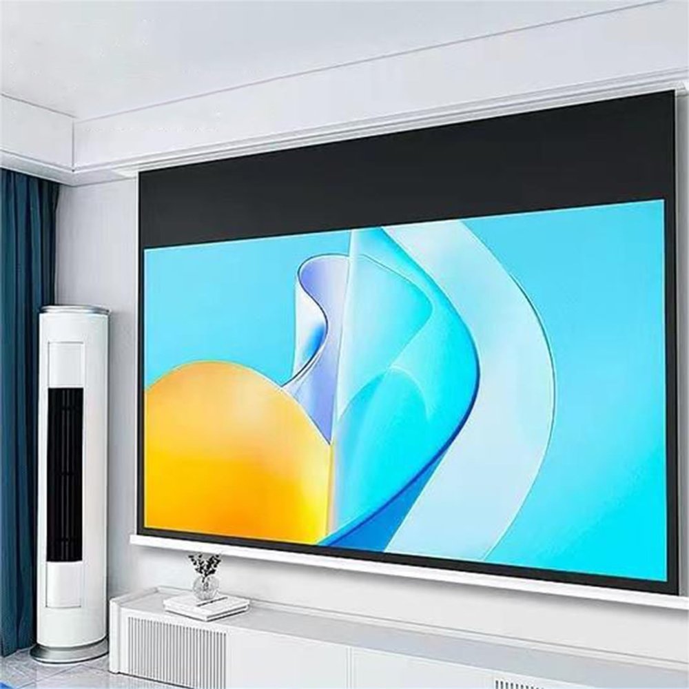 100" Motorized Projector Screen, Electric Diagonal Automatic Projection with Remote Control, 16:9 Wall/Ceiling Mount Movies Screen for Office Video Game(84in)