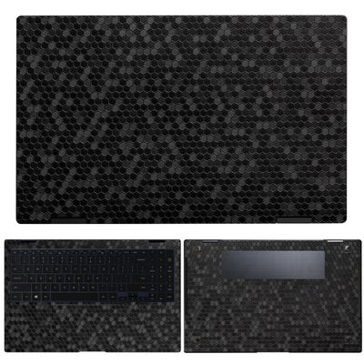 SopiGuard Sticker Skin for 2025 Samsung Galaxy Book5 Pro 360 16" Edge-to-Edge Vinyl Wrap Include Top, Keyboard, Bottom Panels (Honeycomb Black)