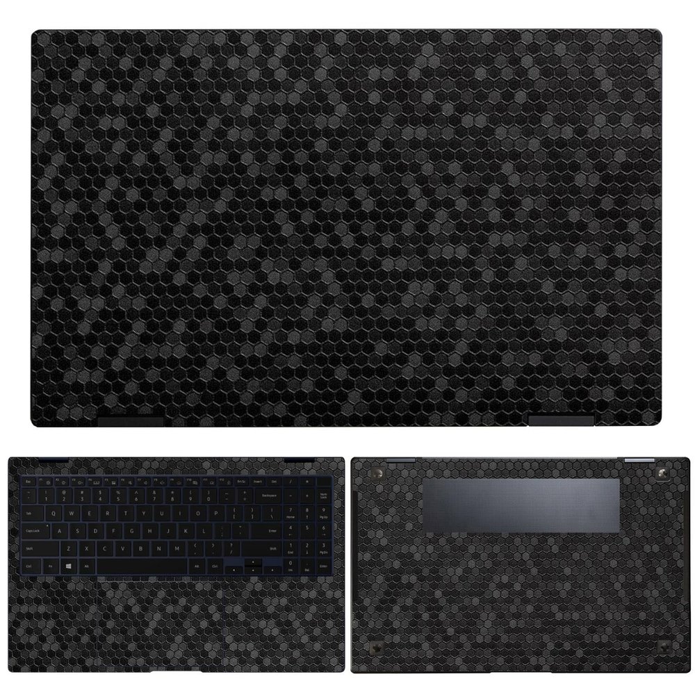 SopiGuard Sticker Skin for 2025 Samsung Galaxy Book5 Pro 360 16" Edge-to-Edge Vinyl Wrap Include Top, Keyboard, Bottom Panels (Honeycomb Black)