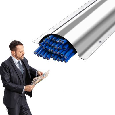 39'' Long Stainless Steel Cable RacewayCord Concealer System Cable Hider/ Cable Cover Channel for Driveway Conference Room Home Floor - Hold 3-40 Wires, Wire Molding For Electrical Wiring(Holds 40 wi