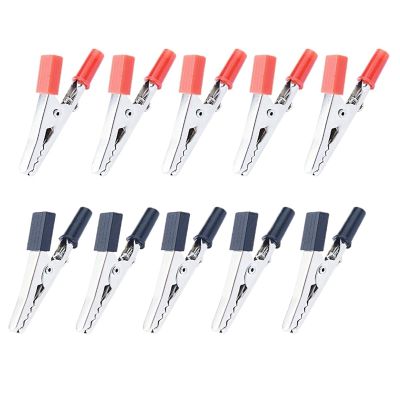 10 pcs 50mm Plastic Handle Test Probe Metal Alligator Clips(5pcs red)