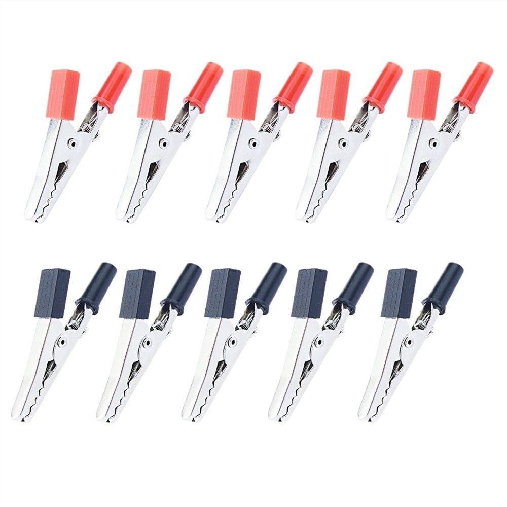 10 pcs 50mm Plastic Handle Test Probe Metal Alligator Clips(5pcs red)