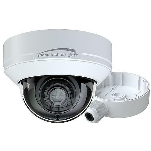 Speco Technologies O4D9M 4MP Vandal Resistant Dome IP Camera with Advanced Analytics and Junction Box, 2.8-12mm Motorized Lens, White