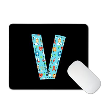 TUBBIE BASIC Mouse Pad Doodle Nurse Initial Letters Mousepad Desktop Laptop Computer Accessories Home Office Gaming Work Desk Computer Non-Slip Rubber Nurse Pattern Doodle A-Z Mousepad (V)