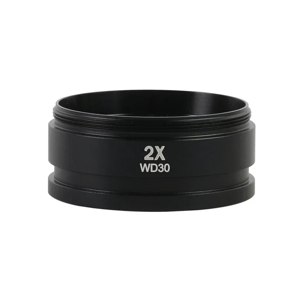 0.3X/0.5X/0.7X/0.75X/1.5X/2X Trinocular Binocular Stereo Microscope Auxiliary Objective Lens M48 Mount Barlow Glass(2X)