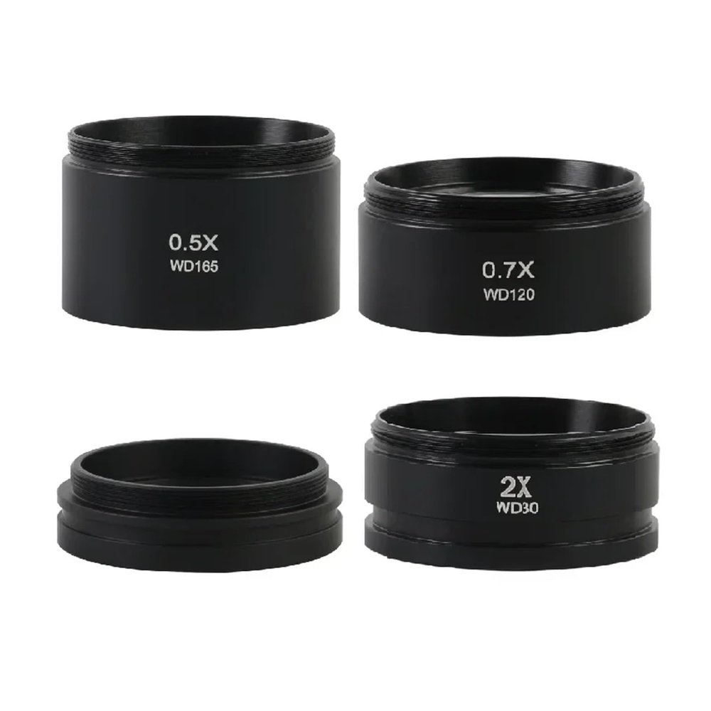 0.3X/0.5X/0.7X/0.75X/1.5X/2X Trinocular Binocular Stereo Microscope Auxiliary Objective Lens M48 Mount Barlow Glass(0.5X 0.7X 1X 2X)