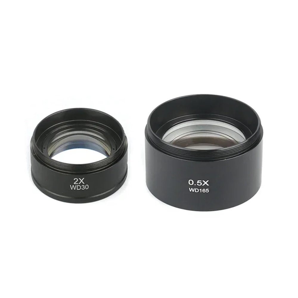 0.3X/0.5X/0.7X/0.75X/1.5X/2X Trinocular Binocular Stereo Microscope Auxiliary Objective Lens M48 Mount Barlow Glass(0.5X 2X)