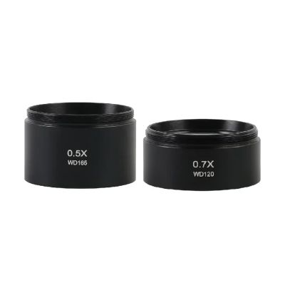 0.3X/0.5X/0.7X/0.75X/1.5X/2X Trinocular Binocular Stereo Microscope Auxiliary Objective Lens M48 Mount Barlow Glass(0.5X 0.7X)