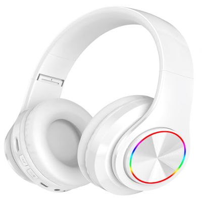 Fragolucyou Wireless Bluetooth Headphones-Colorful Lights,Foldable,Bluetooth 5.0,10 m Range,Stereo Surround,Built-in Microphone,Comfortable affixed Ears (white1)