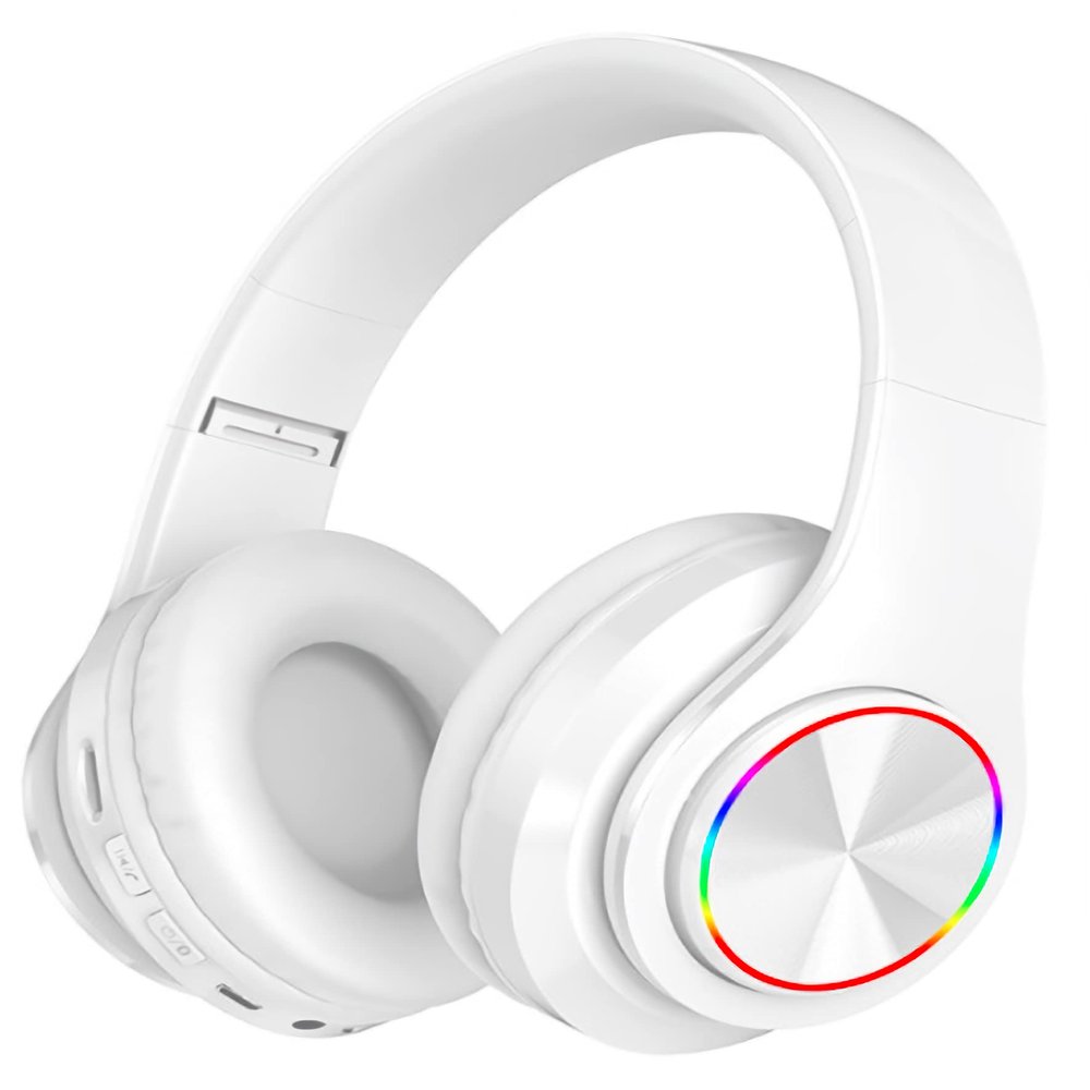 Fragolucyou Wireless Bluetooth Headphones-Colorful Lights,Foldable,Bluetooth 5.0,10 m Range,Stereo Surround,Built-in Microphone,Comfortable affixed Ears (white1)