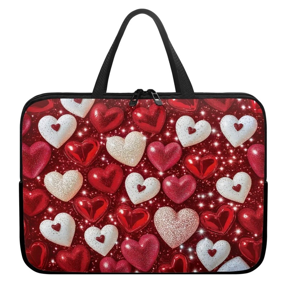 15 15.6 17 17.3 inch Neoprene Laptop Computer PC Handbag Carrying Case Laptop Sleeve Bag Compatible with Most Laptop Notebook(HeartsRed)