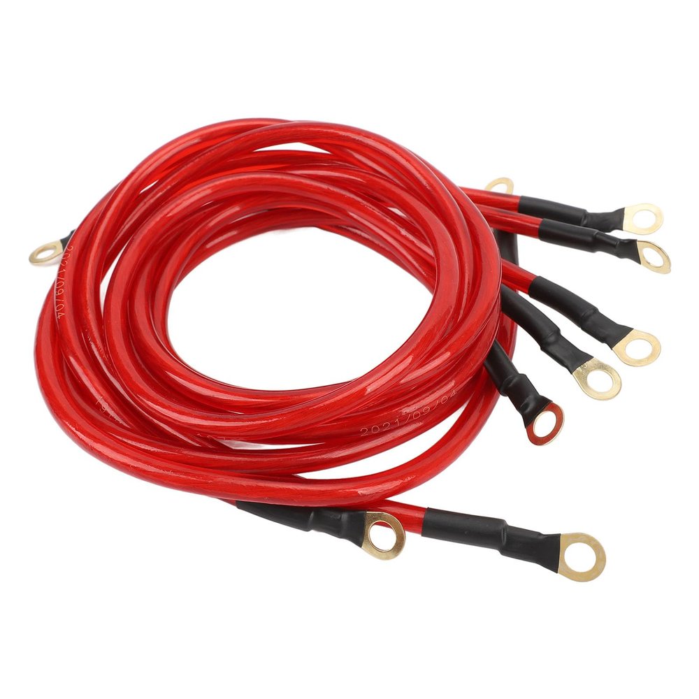 5 Pcs Car Earth Ground Cable, Car Grounding Cable Improve Start Performance DC 0 To 48V Copper Clad Aluminium PVC for Car Boat Truck SUV (Red)