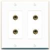 RiteAV 4 Banana 2 Speaker Surround Female Coupler Binding Post Wall Plate - 2 Gang [White] view 1