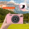 1080P Digital Camera 48MP 3.0 Inch TFT LCD Screen 16X Digital Zoom Face Detection Anti Shake Portable Camera Pink (32GB) view 2