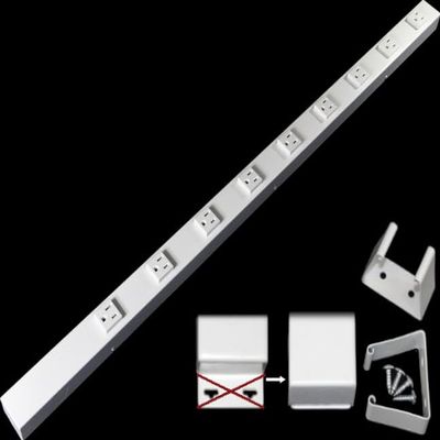 36" Hardwired Power Strip (NO Power Cord), 9 Vertical Tamper Resistant Outlets (NEMA 5-15R - NOT 20Amp), NO Ears (Without mounting tabs on Both Ends), White