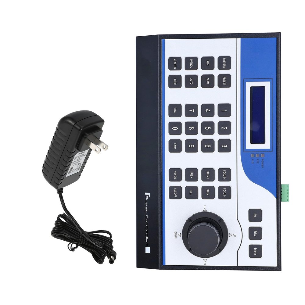 Mini Analog PTZ Dome Camera Controller, PTZ Dome Controller Keyboard with LCD Display Screen for Camera Control (US Plug 100-240v)