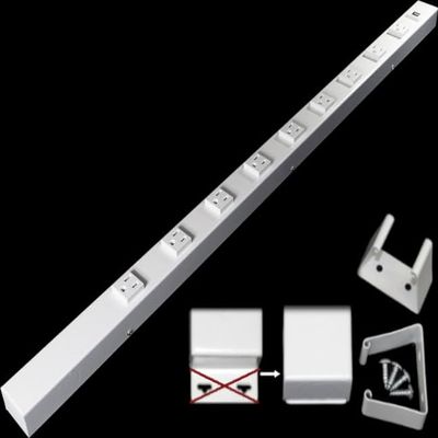 36" Hardwired Power Strip (NO Power Cord), 9 Vertical Tamper Resistant Outlets (NEMA 5-15R - NOT 20Amp), NO Ears (Without mounting tabs on Both Ends), USB, White