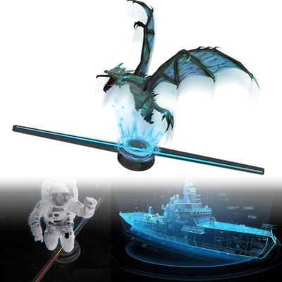 3D Hologram LED Fan Projector, 3D Hologram Christmas Tree 16.5" High Resolution Holographic Fan for Shop, Bar, Halloween Party Advertising Display,2PCS