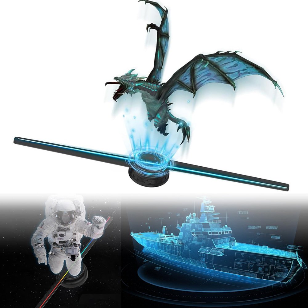 3D Hologram LED Fan Projector, 3D Hologram Christmas Tree 16.5" High Resolution Holographic Fan for Shop, Bar, Halloween Party Advertising Display,2PCS