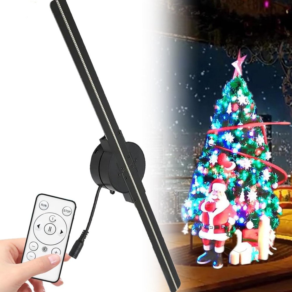 NzEupno WiFi 3D Hologram LED Fan Projector, Animated Holographic Display, Hologram Advertising with Remote for Shop, Bar, Christmas Halloween Party Events,3PCS