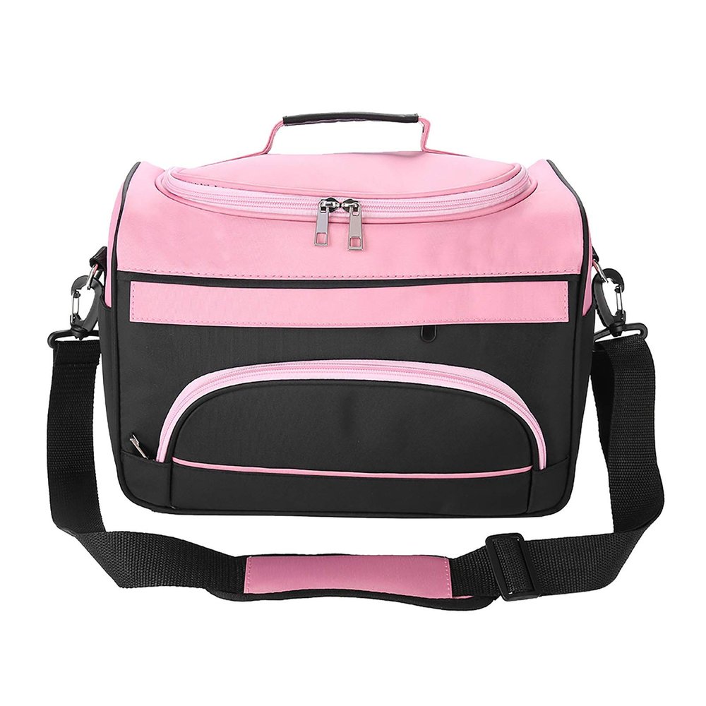PABVZS Hairdressing Tool Carrying Bag Travel Storage Case Bag with Shoulder Strap Portable Barber Toolkit Storage Bag Large Capacity Pro Hairdressing Hair Equipment Salon Tool Carrying Bag(Rose Pink)