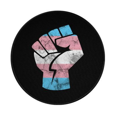 Rqwaaed Resist Fist Transgender Flag Trans Pride 2 PCS Charming Round Mouse Pad Cute Design Non-Slip Waterproof 8x8 in