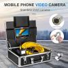 Sewer Drain Inspection Camera IP68 Endoscope with 12 LED Lights for Pipeline Inspection, Sewer Pipe Inspection Probe with 360-Degree Rotation for Water Pipe Maintenance view 4