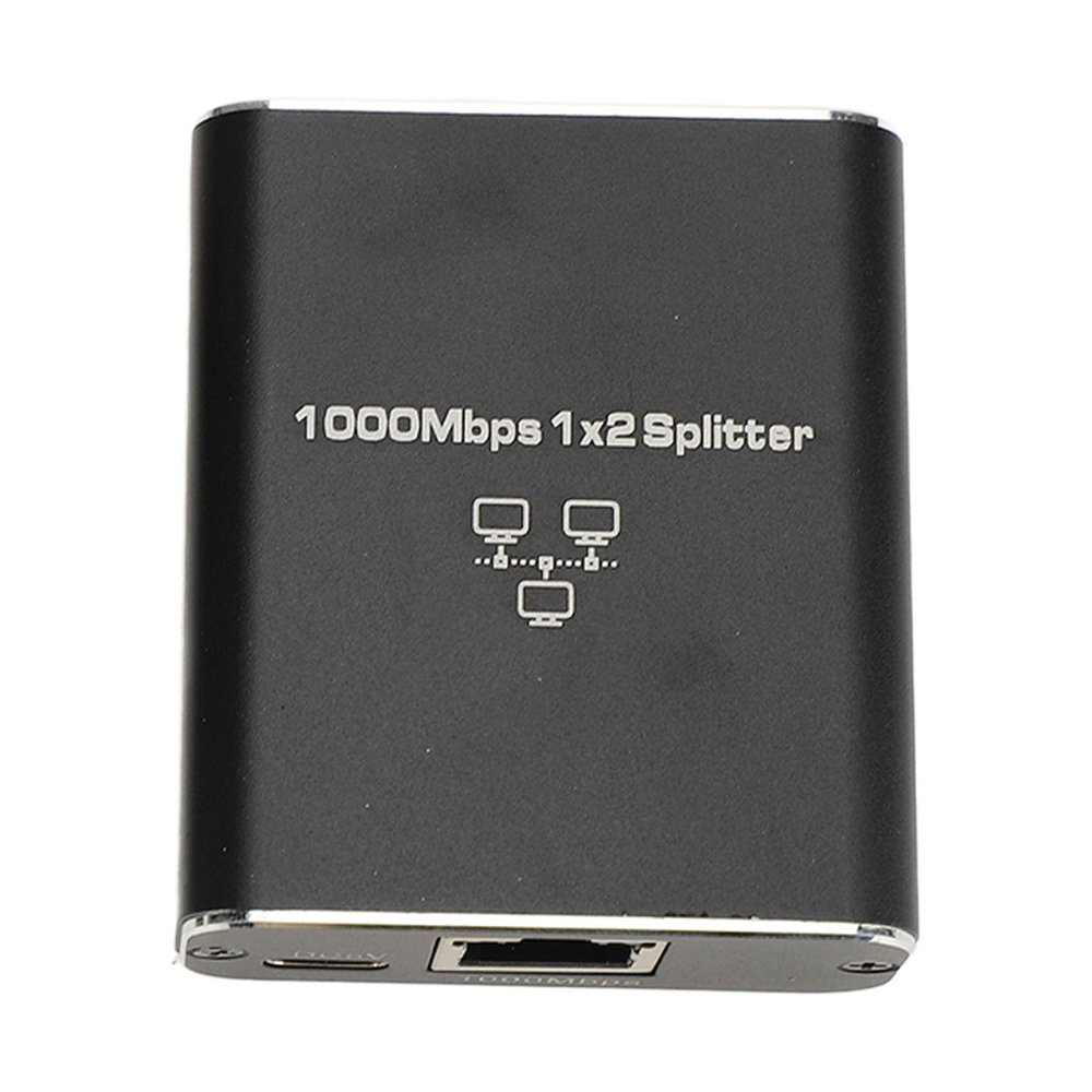 Aluminum Alloy Ethernet Splitter to 2 with USB Power Cable LAN Adapter for TV,PC,and Router