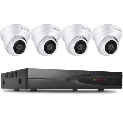VIKYLIN 8 Channel Security Camera System, Full Function 4 x 4K 8MP Turret PoE IP Cameras, Smart AI Human/Vehicle Detection, 1-Way Talk112 Wide Angle, 98Ft Night Vision