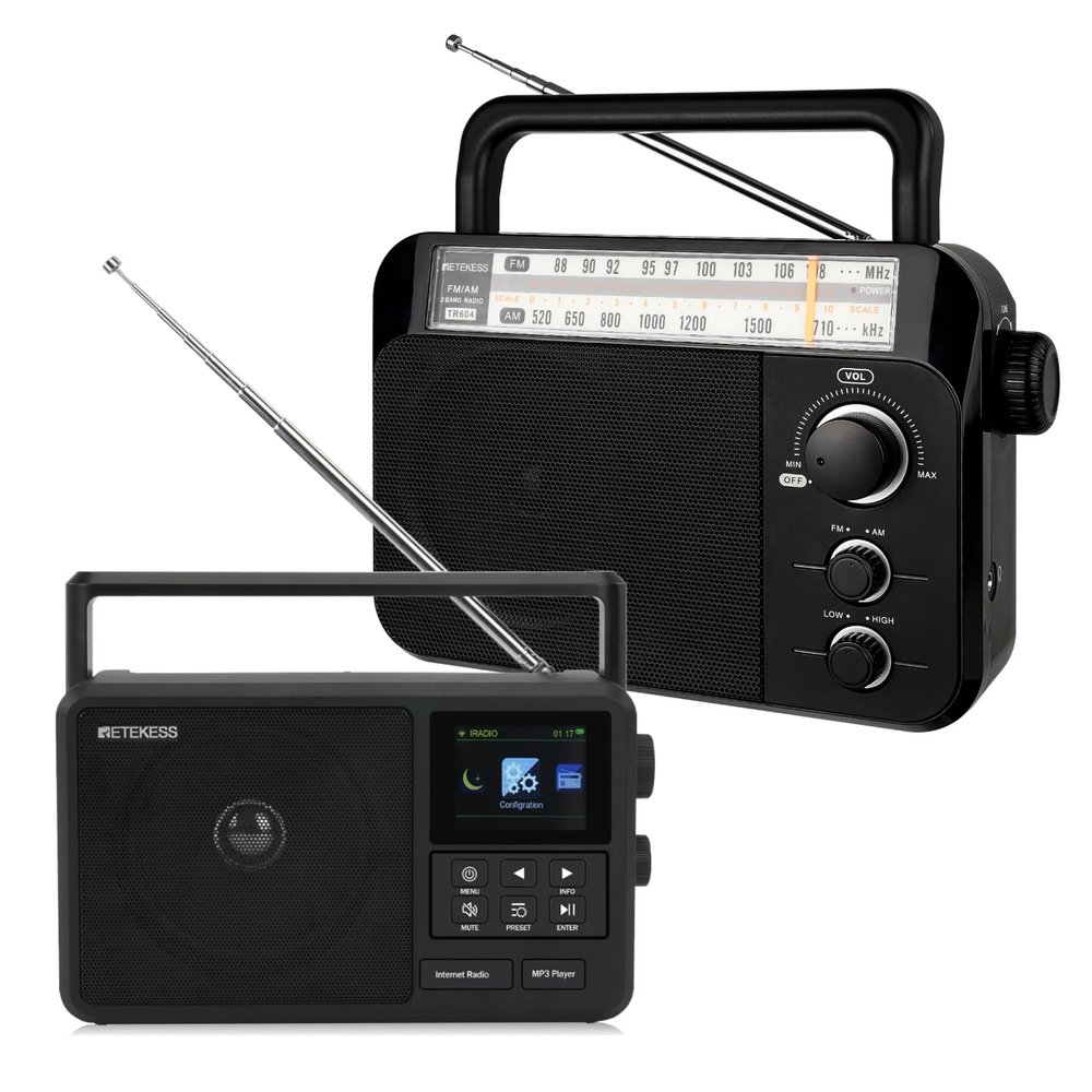 Retekess TR604 AM FM Radio,High/Low Tone Mode,Bundle with TR640,Internet Radios,Bluetooth Receiver,Global Radio Stations